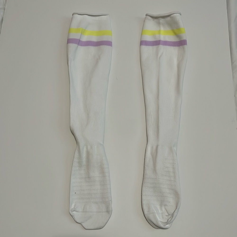 Lululemon Compression Socks, White/Yellow/Purple, size small